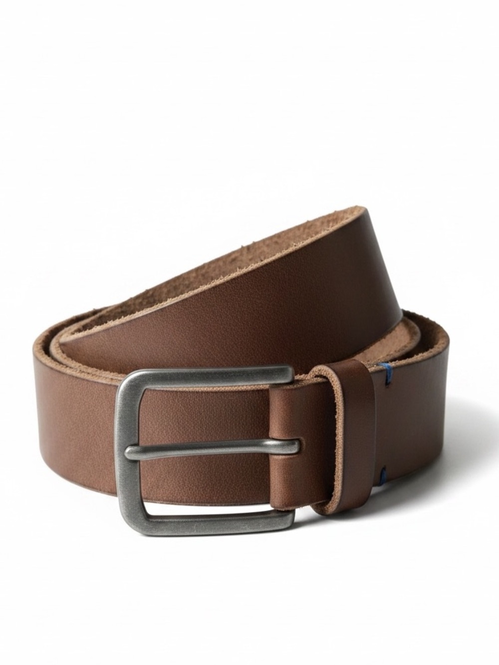Vintage GAP Brown Genuine Leather Wide Belt Mens Sz 32 Rugged Silver Buckle USA